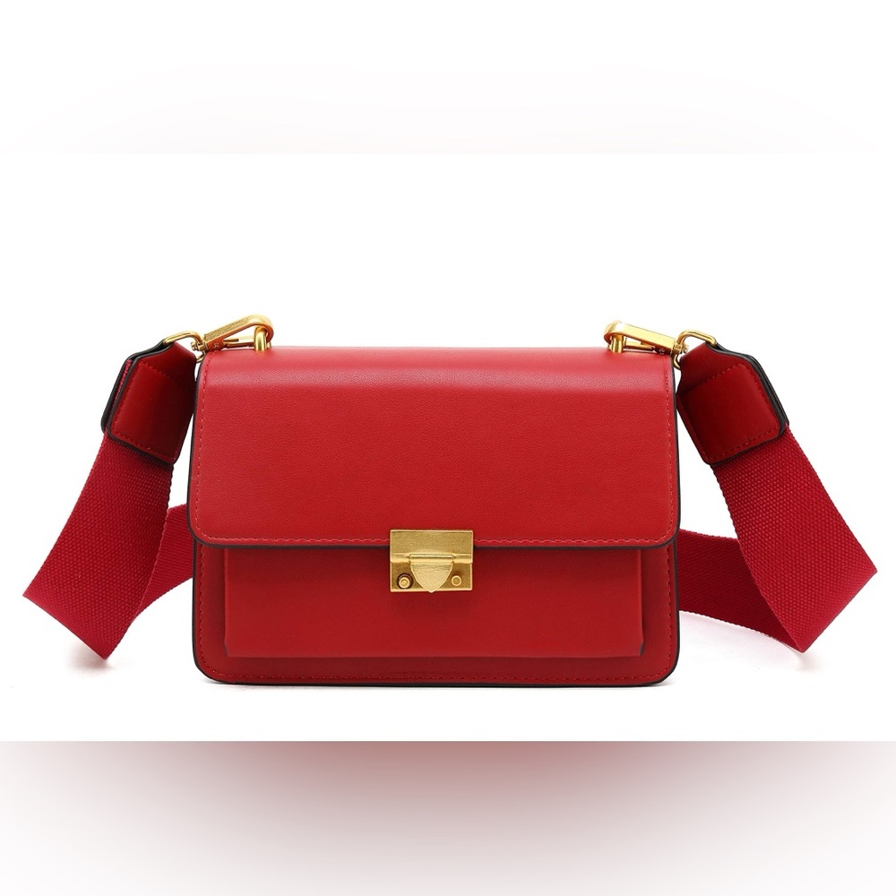 Vibrant Red Crossbody Bag with Gold Hardware